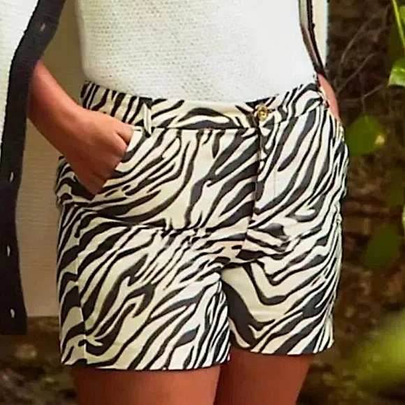 Lilly Pulitzer Metallic Gretchen High Rise Zebra Jacquard Animal Print Shorts
